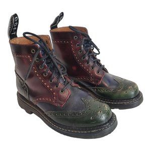 John Fluevog Red/Green/Navy Distressed Boots